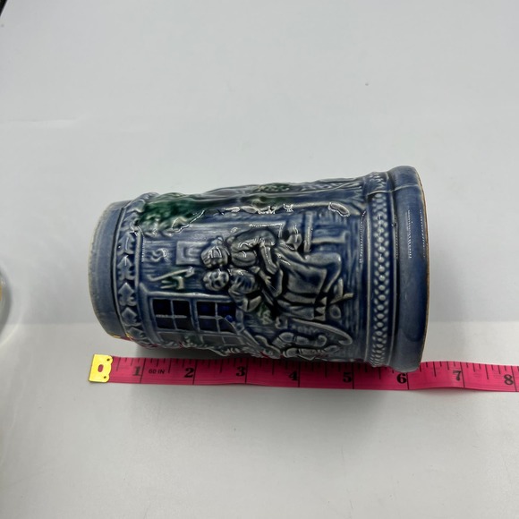 Vintage Glazed Ceramic 3D Large Decorative Souvenir Stein West Germany Blue - Picture 2 of 8